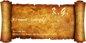Kremer Gergő névjegykártya